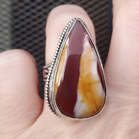 New Mookaite Jasper 925 Silver Statement Ring. - Picture 11 of 12